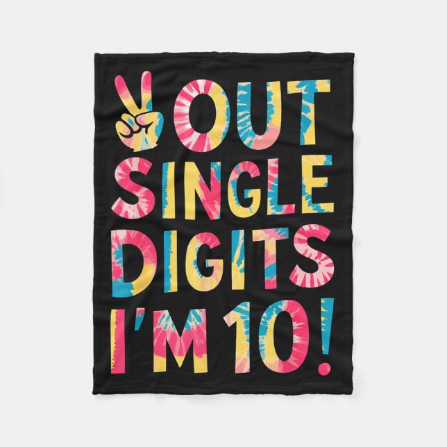 Couverture Polaire Peace Out Single Digits Im 10 Year Old 10th Birthd (Devant)