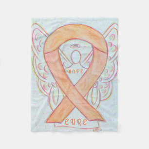 Couverture Polaire Peach Awareness Ribbon Angel Hope and Cure Blanche