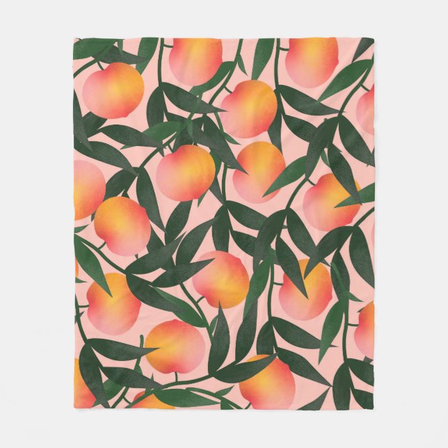 Couverture Polaire Peach Fruit rose Arrière - plan Motif. (Devant)