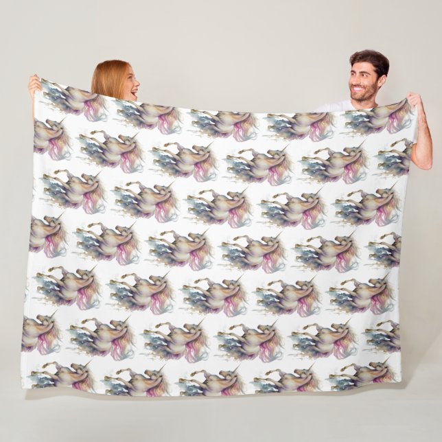 Couverture Polaire Peach Pink Unicorn Dream (En situation)