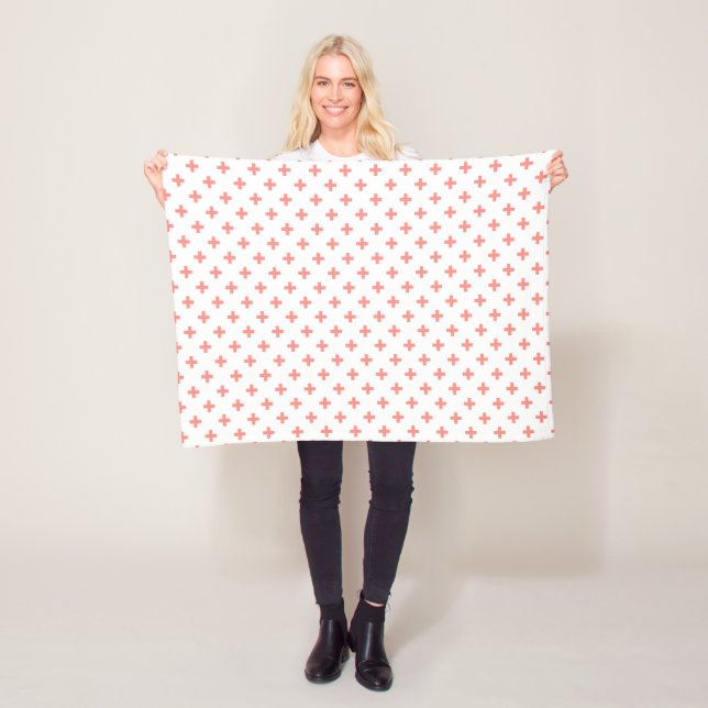 Couverture Polaire Peach polka croise sur blanc (En situation)
