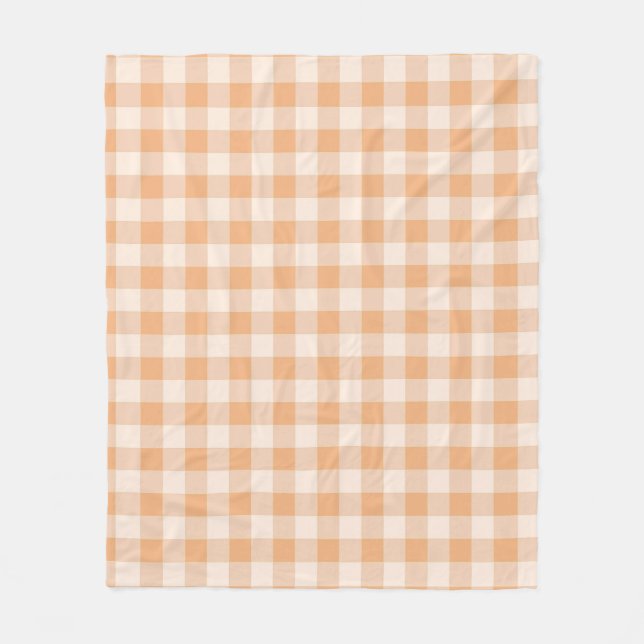 Couverture Polaire Peach White À damiers En vichy Motif (Devant)