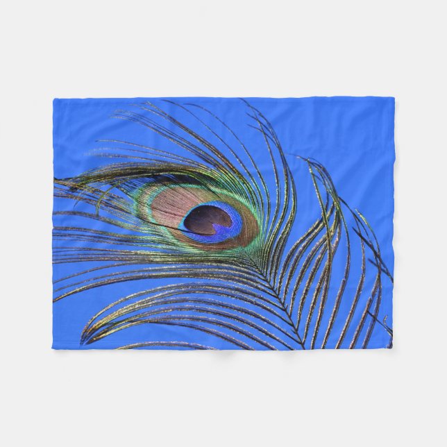 Couverture Polaire Peacock Feather Bright Blue Sky photo (Devant (Horizontal))