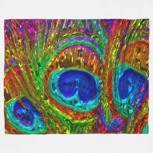 Couverture Polaire Peacock Feathers Verre Art 1 (Devant (Horizontal))