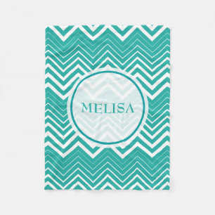 Couverture Polaire Peacock Monogramme Et Zigzag Blanc Chevron