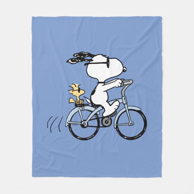 Couverture Polaire Peanuts | Snoopy & Woodstock Bicyclette (Devant)