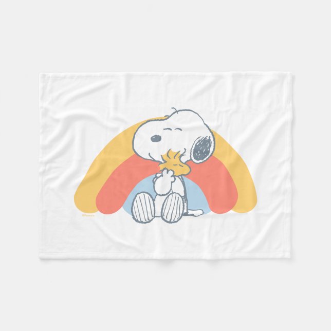 Couverture Polaire Peanuts | Snoopy & Woodstock Fleece Bébé Arc-en-Ci (Devant (Horizontal))