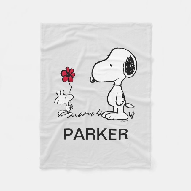 Couverture Polaire Peanuts | Snoopy & Woodstock Rouge & Noir (Devant)