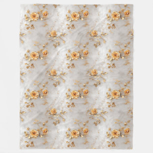 Couverture Polaire Pearl Gold Roses Floral