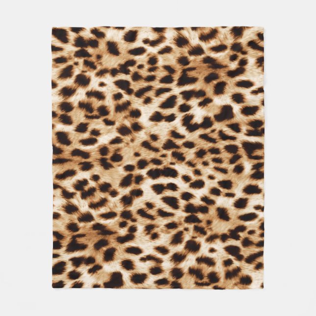 Couverture Polaire Peau de léopard, authentique Motif de la faune. (Devant)