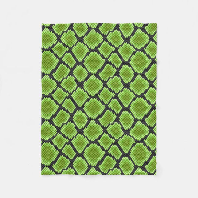 Couverture Polaire Peau de serpent noire et verte (Devant)