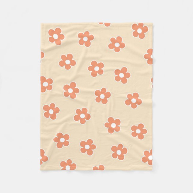Couverture Polaire Pêche blanc Tropical Floral Botanique Été (Devant)