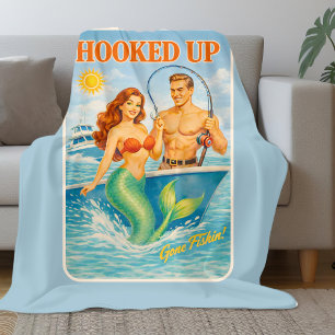 Couverture Polaire Pêche branchée pin-up sirène   Drôle de nautique