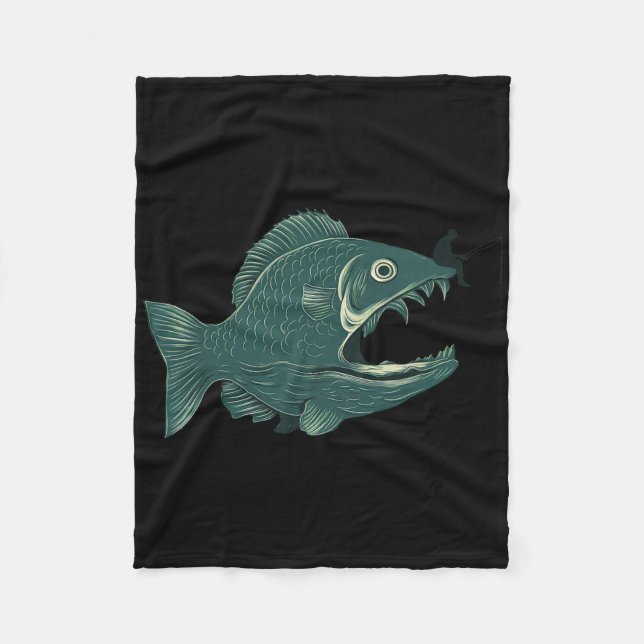 Couverture Polaire Pêche drôle gros poisson drôle avec pêcheur pêche (Devant)