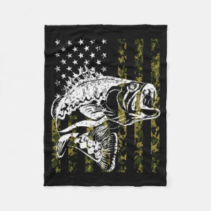 Couverture Polaire Pêche, Poisson de camouflage de drapeau américain,