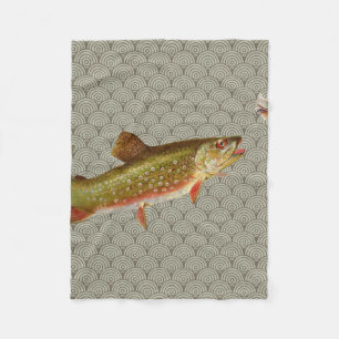 Couverture Polaire Pêche vintage à la truite arc-en-ciel