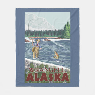 Couverture Polaire Pêcheur de mouche - Wrangell, Alaska