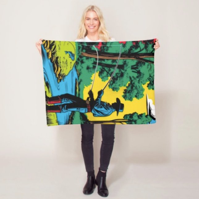 Couverture Polaire Pêcheur sur la rive (Retro Cowboy Fishing Riverside Scene blanket - soft and colourful available  in 3 different sizes. )