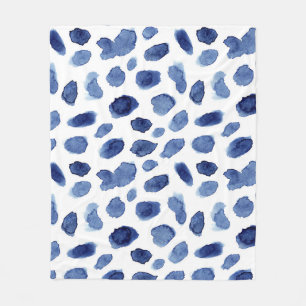 Couverture Polaire Peint À La Main, Aquarelle Bleue Taches.