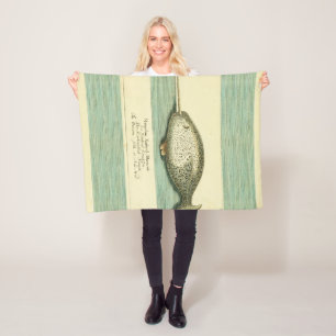 Couverture Polaire Peinture à l'aquarelle de baleine ancienne Narwhal