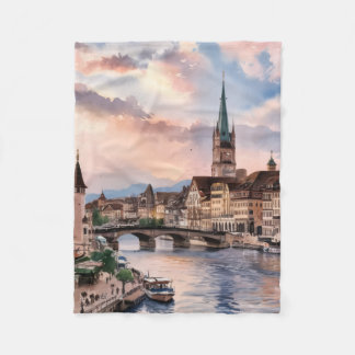 Couverture Polaire Peinture à l'aquarelle de Zurich Suisse