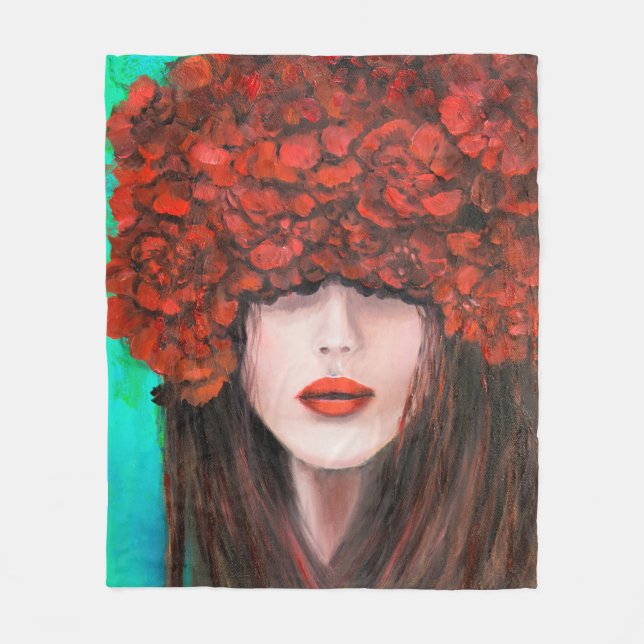 Couverture Polaire Peinture à l'huile Abstraite montrant le visage de (Devant)