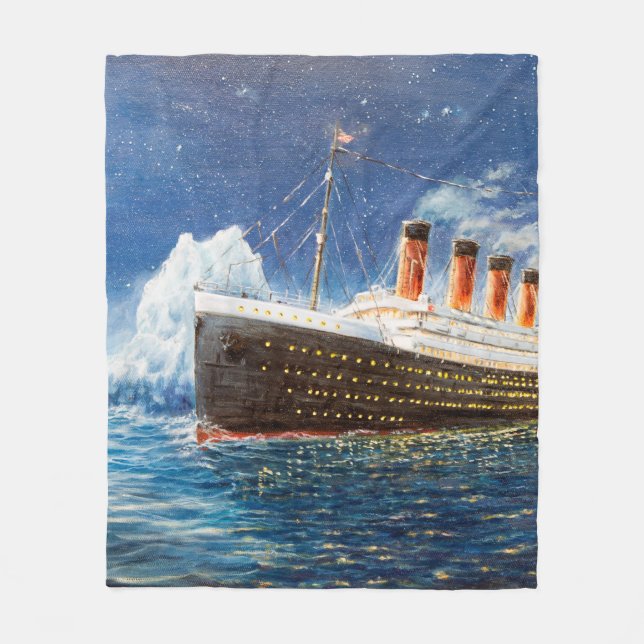 Couverture Polaire  peinture à l'huile sur Titanic et iceberg dans l' (Devant)