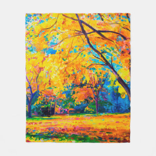 Couverture Polaire  peinture à l'huile sur toile. Les arbres jaunes. 