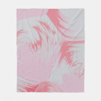COUVERTURE POLAIRE PEINTURE ABSTRAITE ROSE ET BLANCHE
