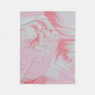 Couverture Polaire Peinture abstraite rose et blanche