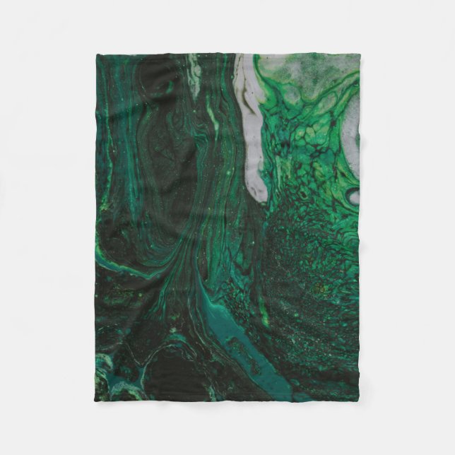 Couverture Polaire Peinture abstraite turquoise et blanche (Devant)