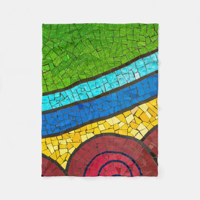 Couverture Polaire Peinture abstraite verte et rouge (Devant)