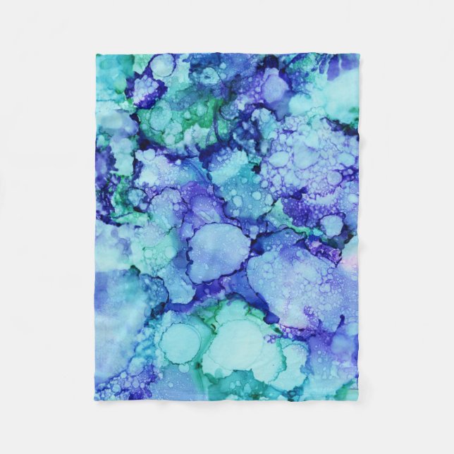 Couverture Polaire Peinture abstraite violette et bleue (Devant)