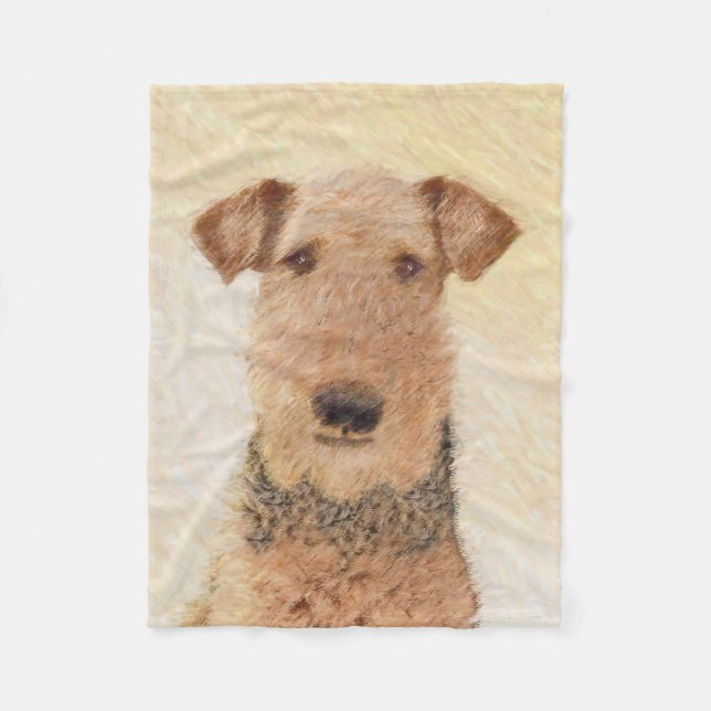 Couverture Polaire Peinture Airedale Terrier - Cute Original Art (Devant)