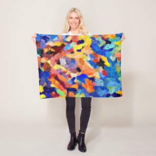 Couverture Polaire peinture aux doigts taches peinture originale art 
