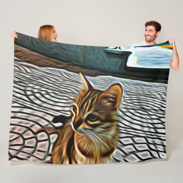 Couverture Polaire Peinture Belle Chat (En situation)