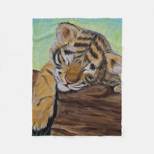 Couverture Polaire Peinture Cute Sleeping Tiger Cub (Devant)