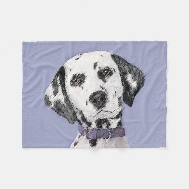 Couverture Polaire Peinture Dalmatienne - Beau art original de chien (Devant (Horizontal))