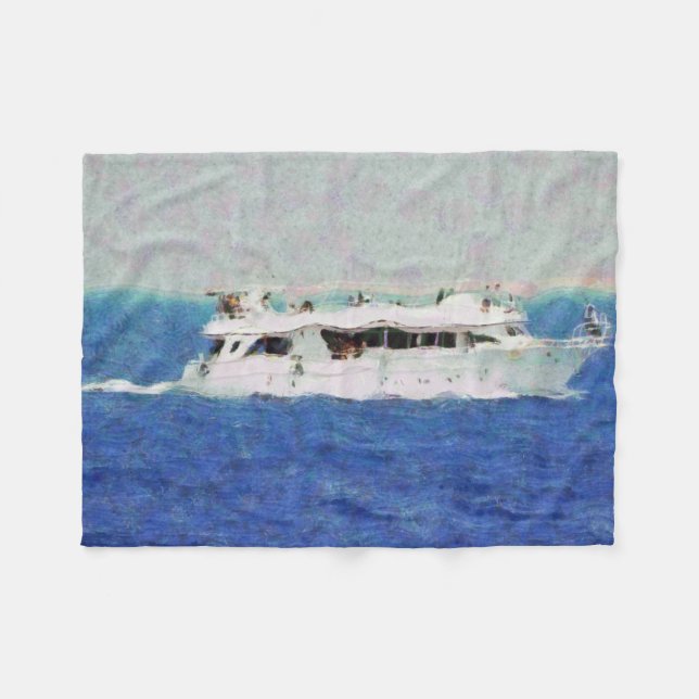 Couverture Polaire Peinture de bateau (Devant (Horizontal))