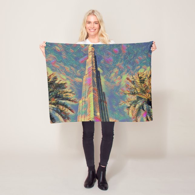 Couverture Polaire Peinture de Burj Khalifa (En situation)