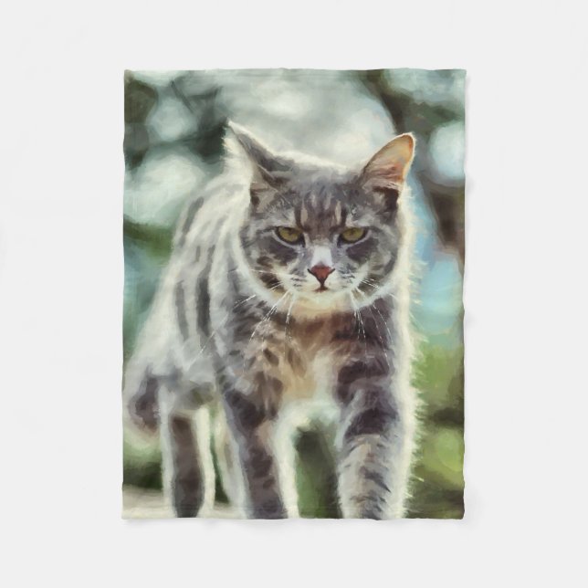 Couverture Polaire Peinture de chat (Devant)