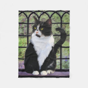 Couverture Polaire Peinture de chat de Tuxedo - Cute Original Cat Art