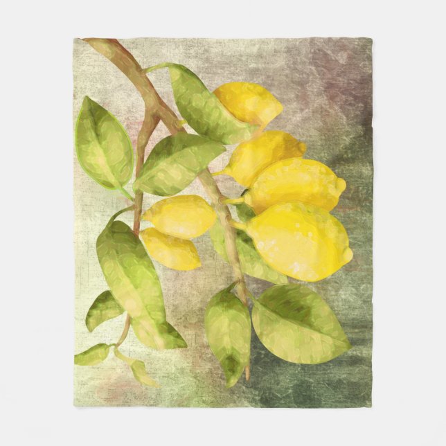 Couverture Polaire Peinture de citrons (Devant)