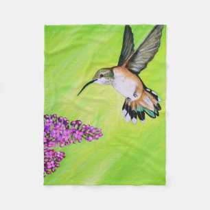 Couverture Polaire Peinture de colibri et de Lilac