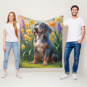 Couverture Polaire Peinture de fleurs printanières de chien Bluetick 