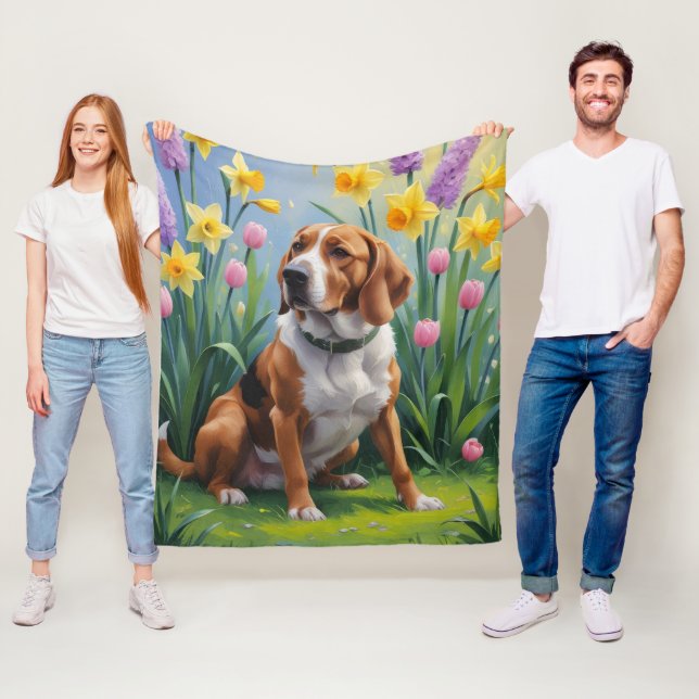 Couverture Polaire Peinture de fleurs printanières de Treeing Walker  (En situation)