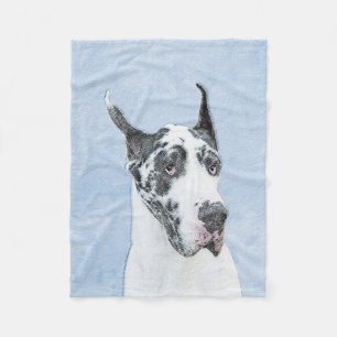 Couverture Polaire Peinture de Great Dane (Arlequin) - Art original d
