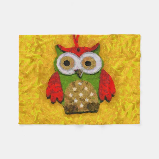 Couverture Polaire Peinture de hibou (Devant (Horizontal))