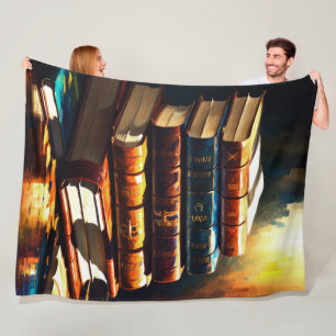 Couverture Polaire Peinture de la pile de livres anciens Lecture conf