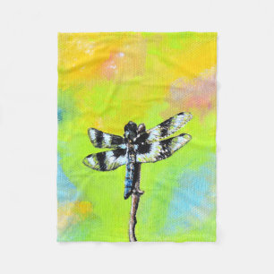 Couverture Polaire Peinture de libellules chatoyante